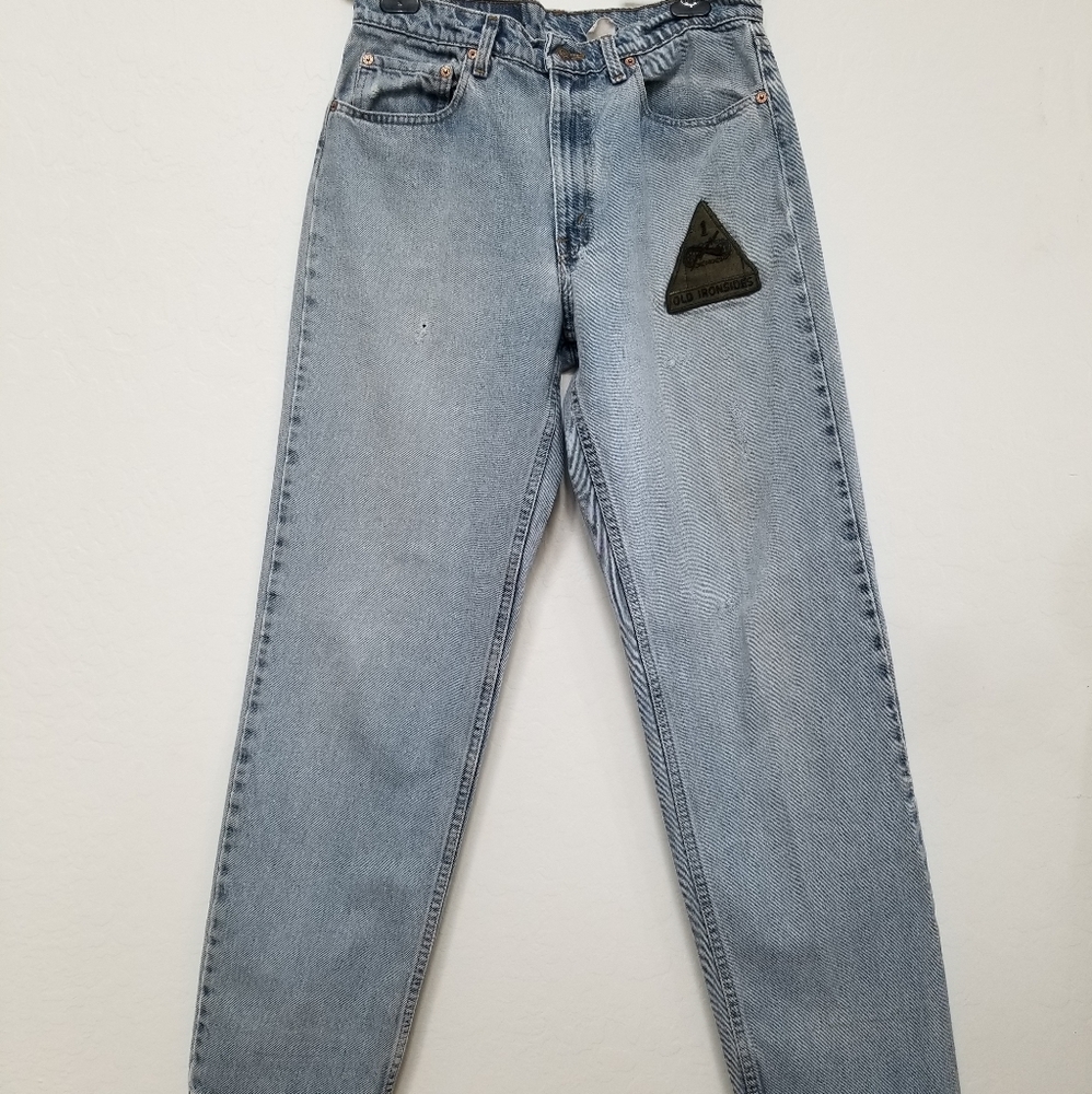 Levis 555 Jeans Womens Size 33 Light Wash Mom High Rise Waist Tapered Patch.